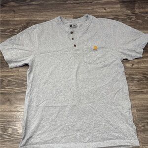 Medium Carhartt Light Gray Men's Short Sleeve Henley